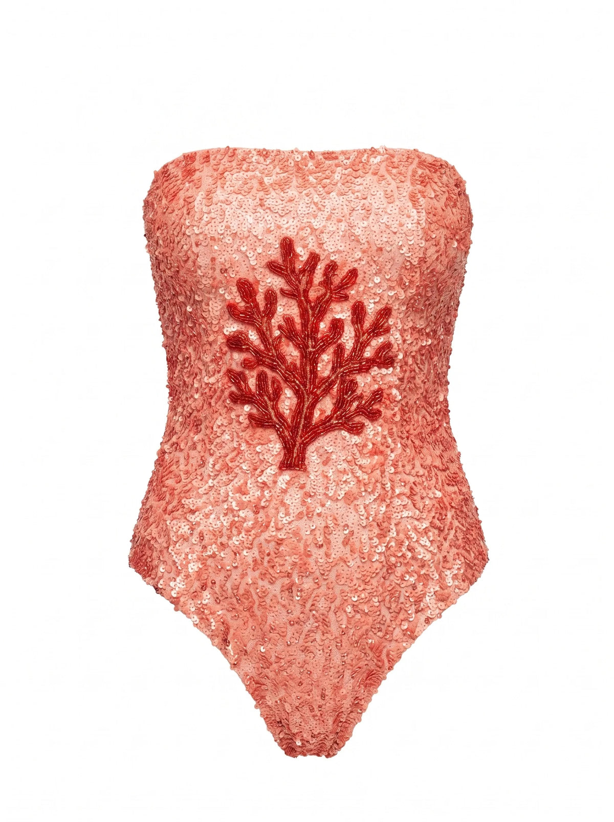 Under the Sea Hand-Embroidered Sequin Strapless Swimsuit