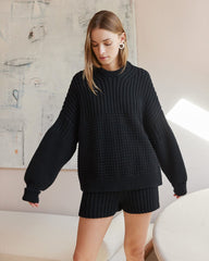 Delčia: Black Cotton Sweater & Shorts Set