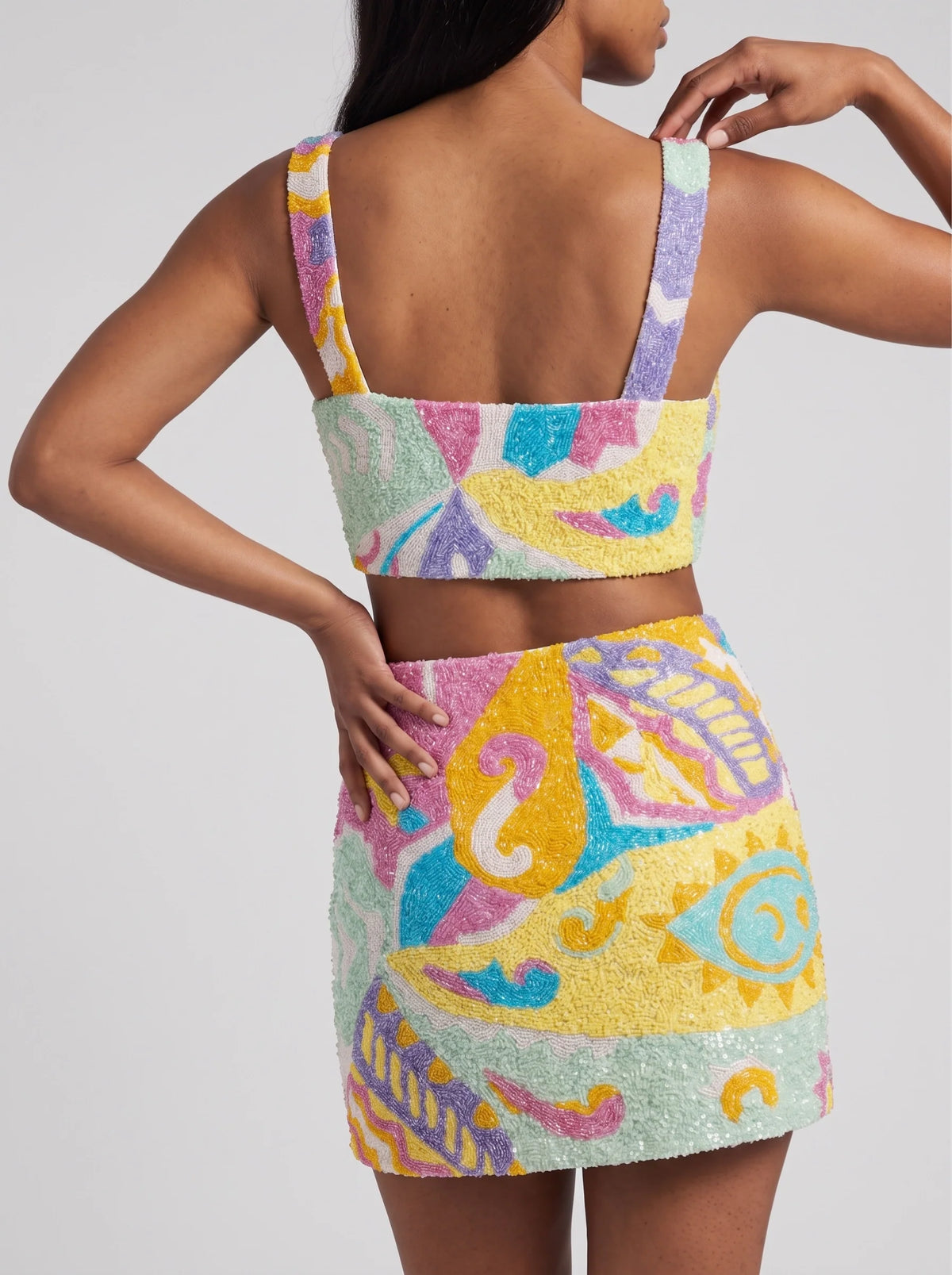 South Beach Azure Multi Colour Hand Beaded Co-Ord