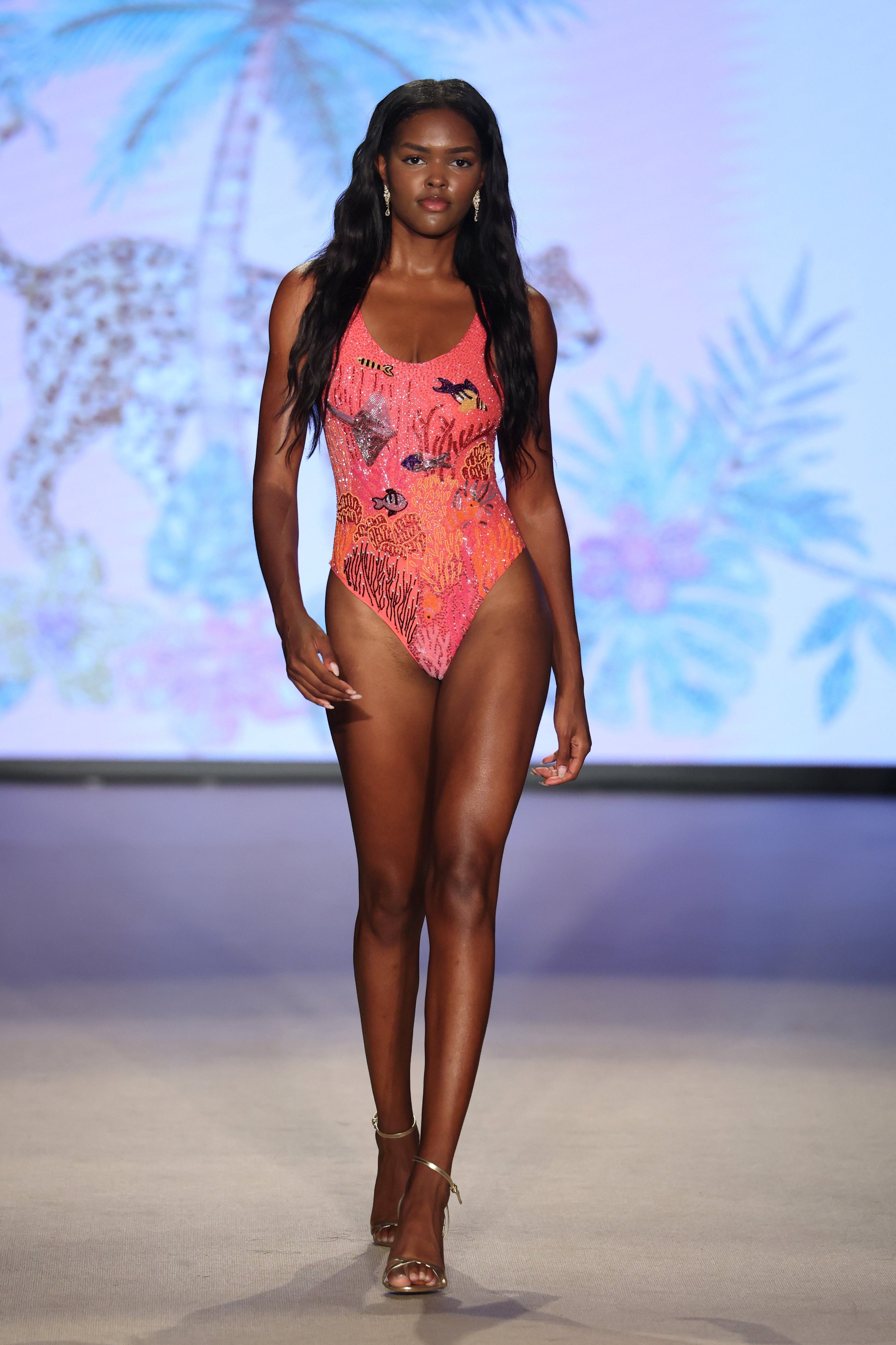 Coastal Fish Beaded Swimsuit