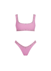 Aaliyah Hand Embroidered Crystals Bikini Bottom - Pink