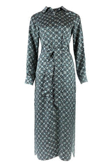 Black Crystal Neo Geo Silk Shirt Dress