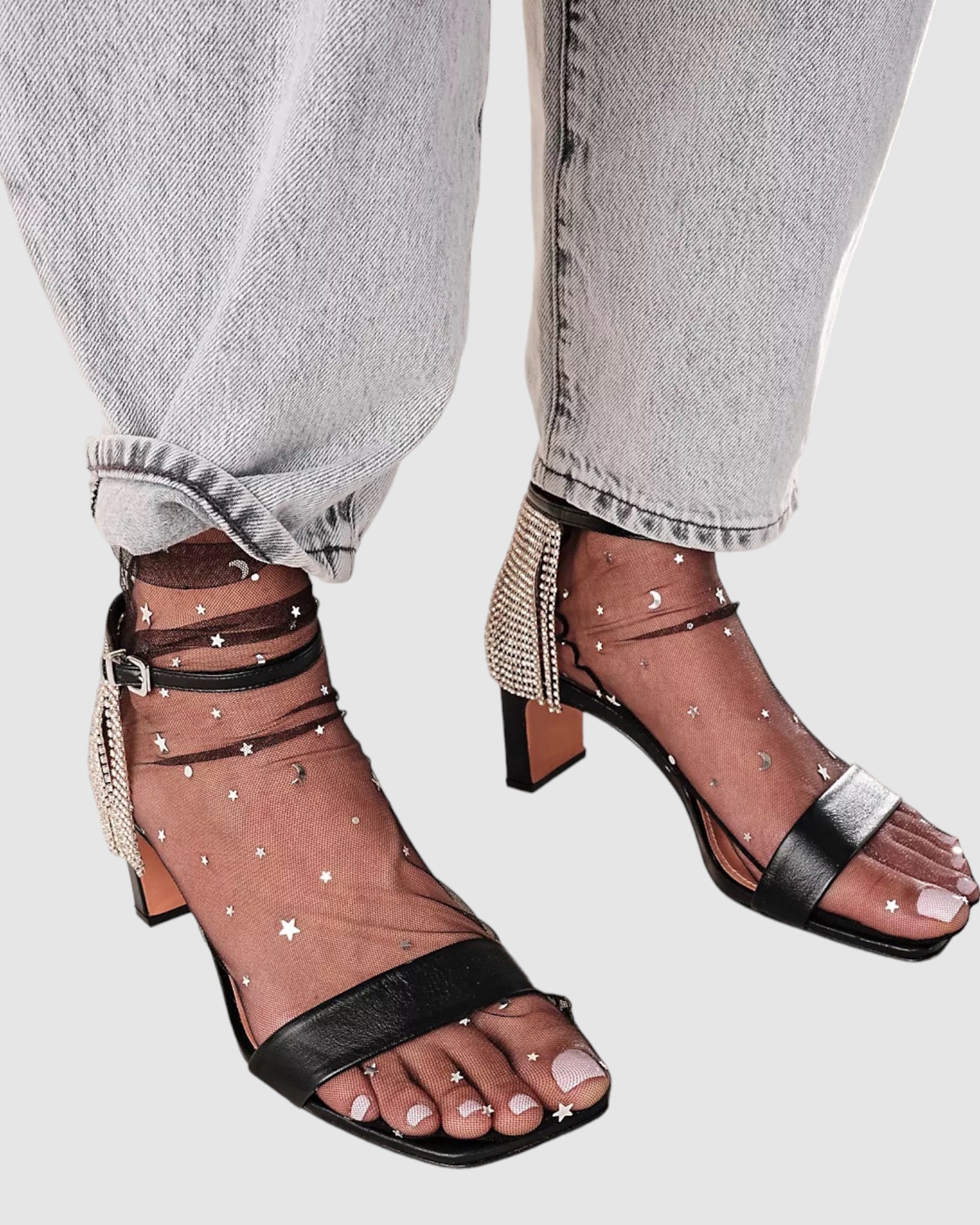 Starry Sky Tulle Socks - Black