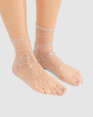 Starry Sky Tulle Sock - Silver