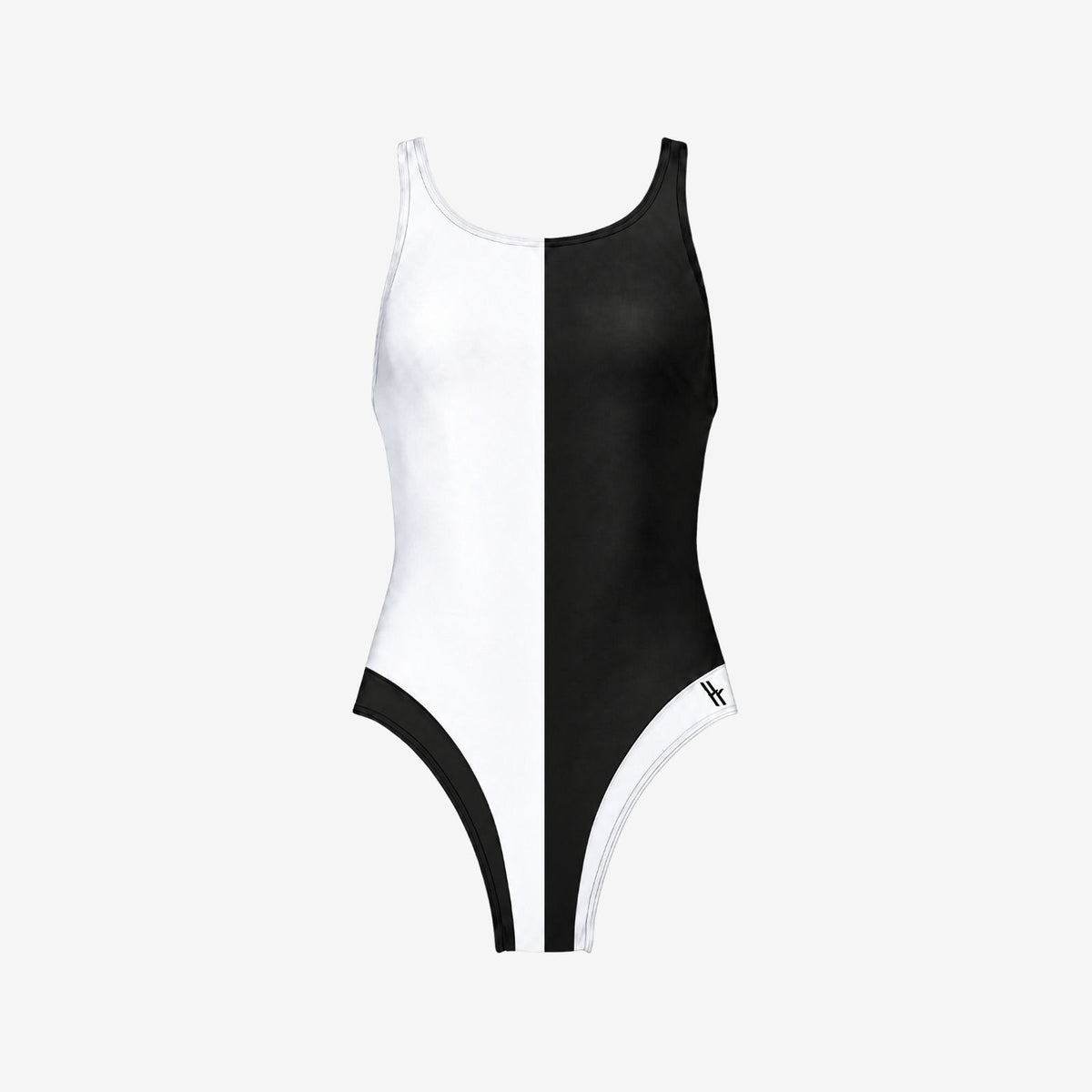 Liberty Racerback Swimsuit High Cut ― Black / White