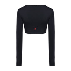 Free Heaven Long Sleeve Crop Top - Jet Black