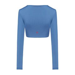 Free Heaven Long Sleeve Crop Top - Coronet Blue