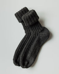 Rib Socks: Charcoal Wool