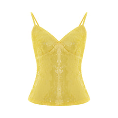 Yellow Sequin Strap Top