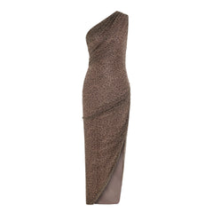 Leopard Asymmetric Backless Dress