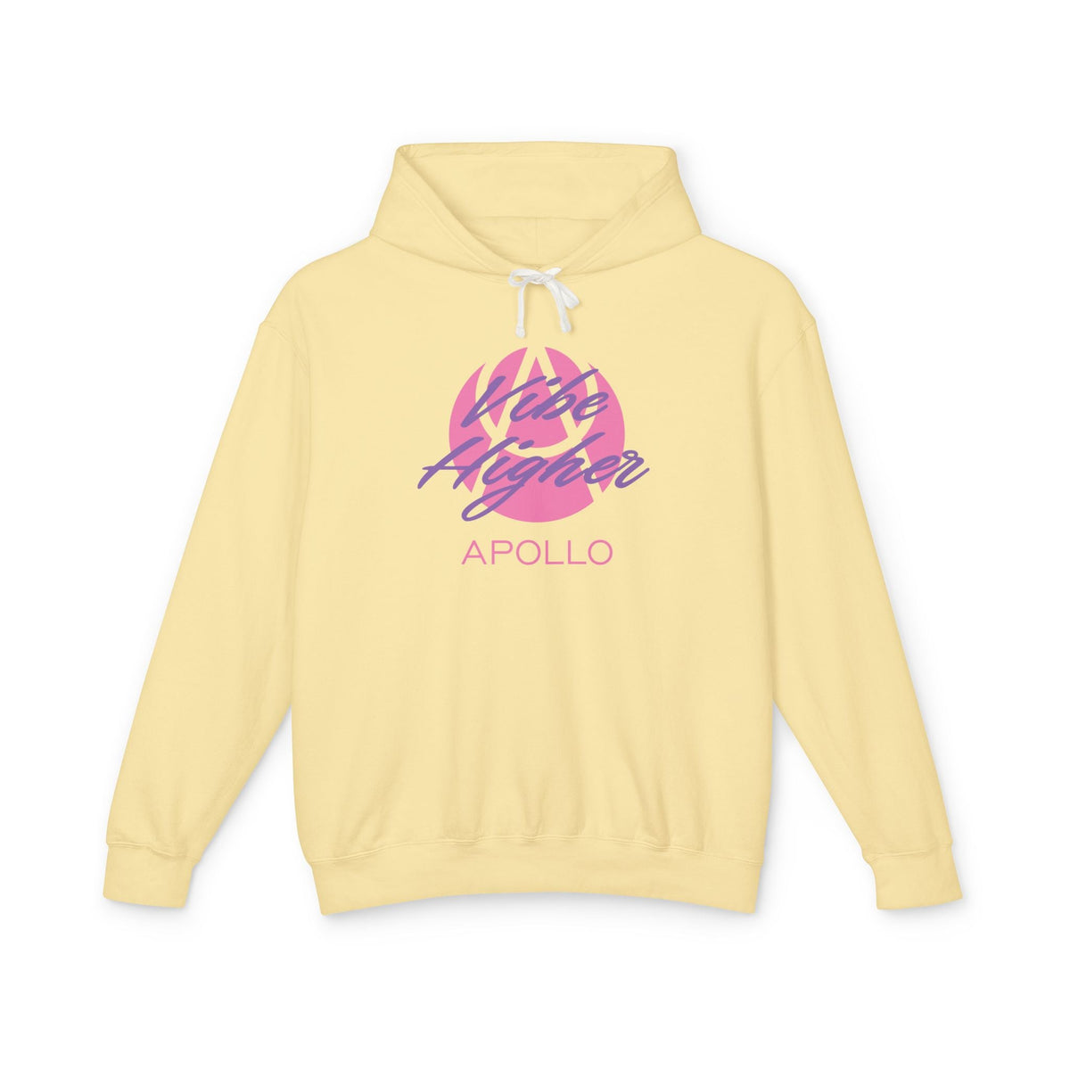 Apollo Vibe Hoodie – Retro Pink Script Lightweight Hooded Sweatshirt
