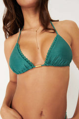 Paloma Edie Triangle Bikini Top Turquoise Lurex