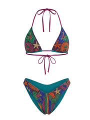 Talia Hand Embroidered Multi Colour Bikini Top