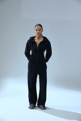 YOUR *ITCH CORSET ZİPPED HOODY - JET BLACK