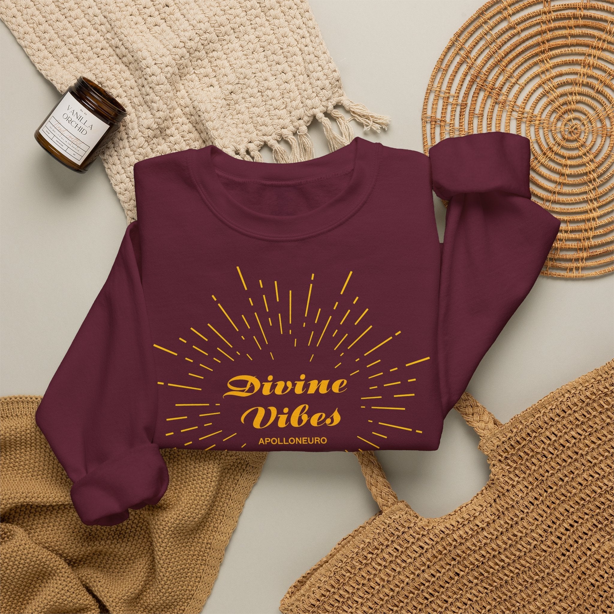 Divine Vibes Crewneck Sweatshirt — Radiant Spiritual Graphic