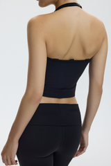 HALTER TRIO LONG BRA - CHARCOAL