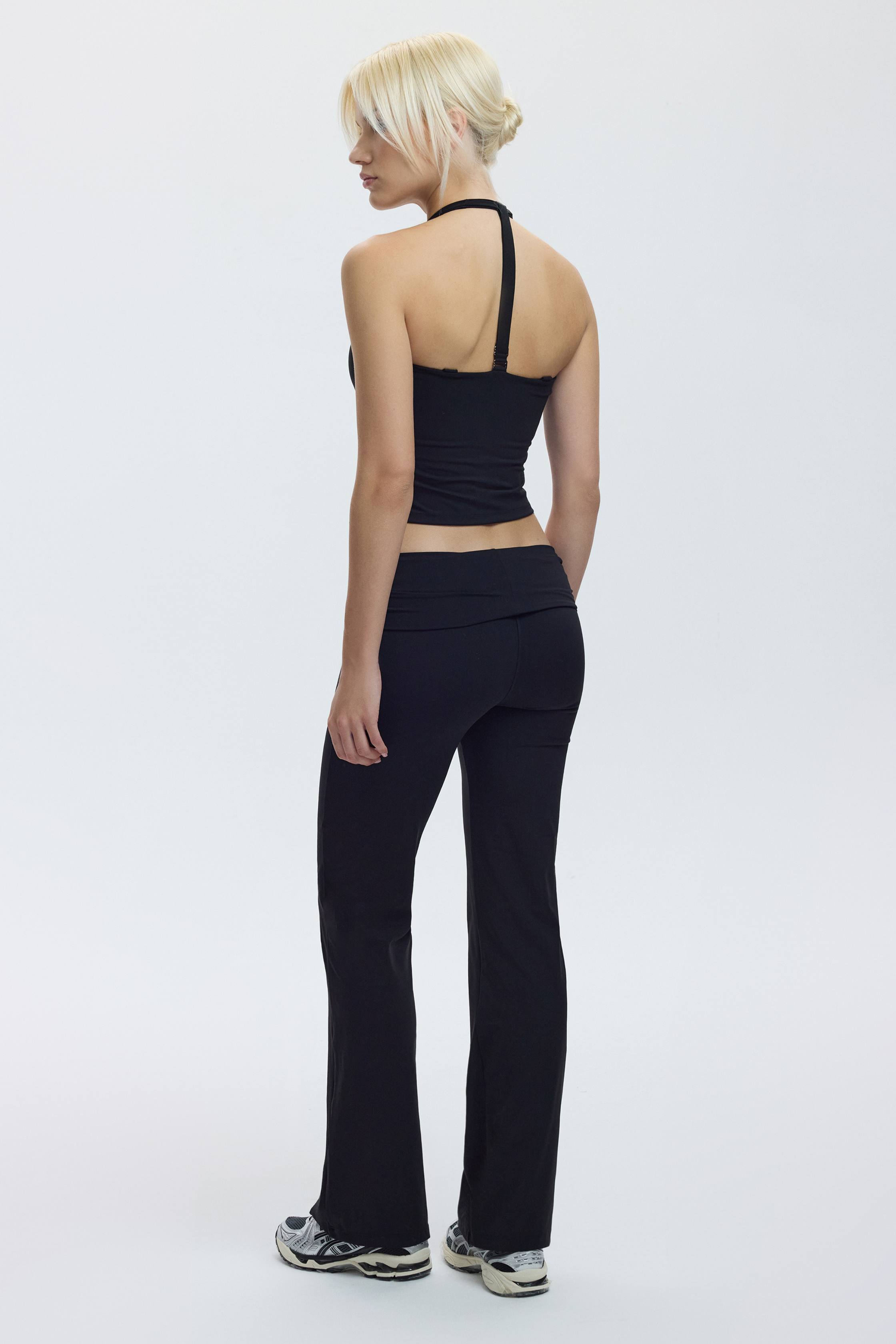 HALTER TRIO LONG BRA - CHARCOAL