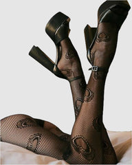 Heart Knit Tights - Black