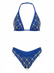 Calliope Luxury Crystal Bikini Top - Blue Electric