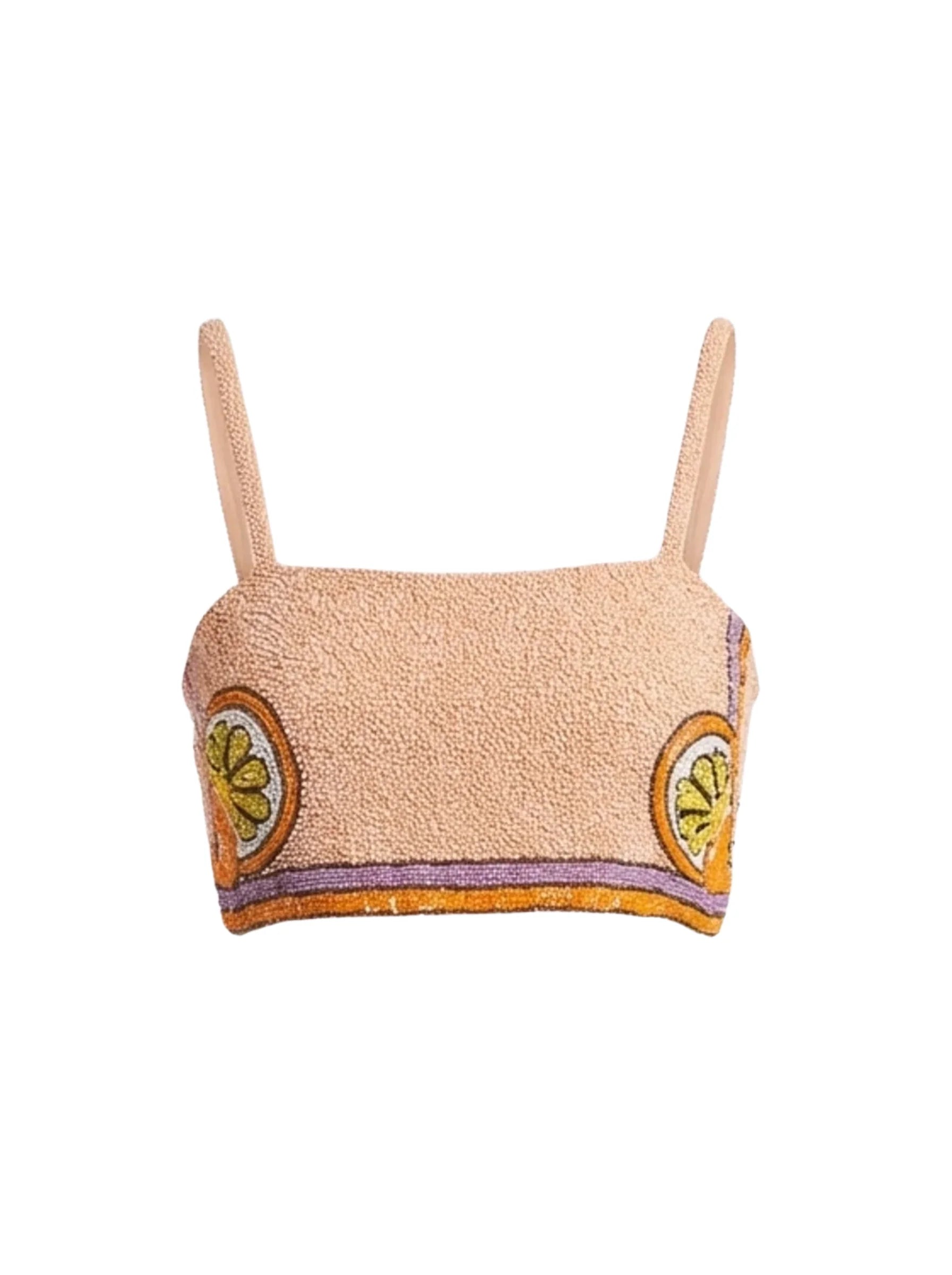 Melodie Co-Ord Hand Embroidered Crystal Top Peach