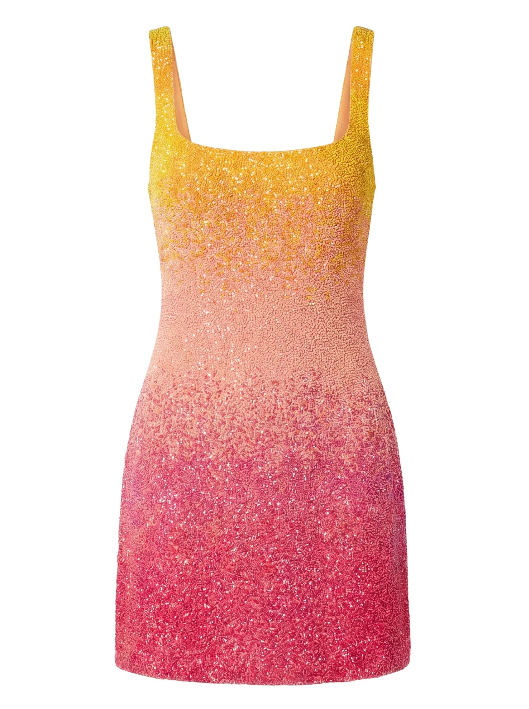 Sofia Hand Beaded Party Dress Orange Ombré