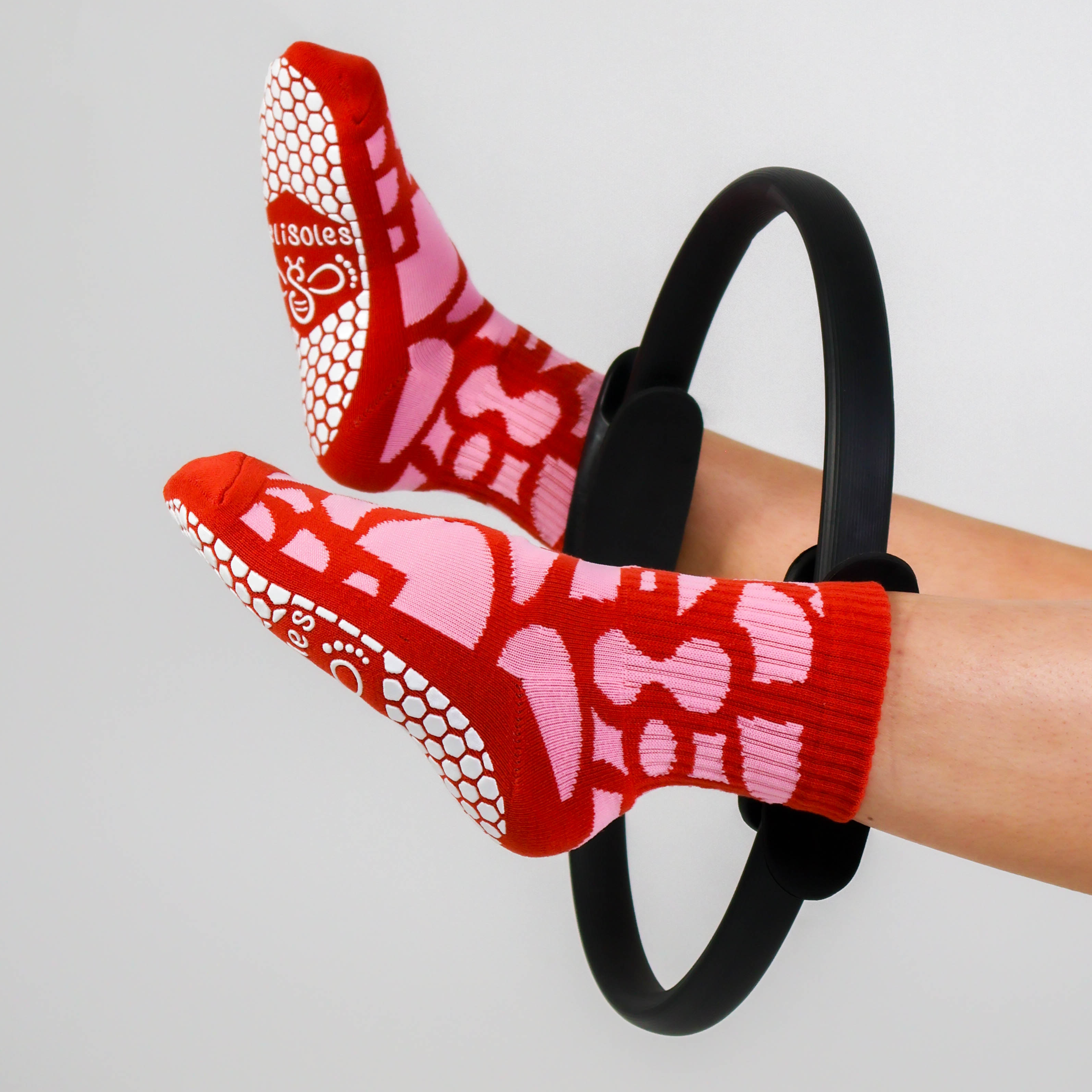 Melisoles Pink Giraffe Pilates Grip Socks
