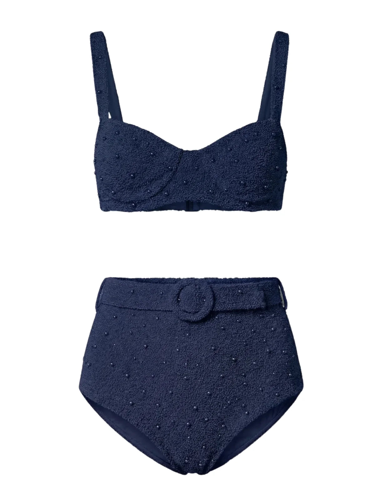 Heidi Hand Beaded Bikini Bottom Navy in Stock