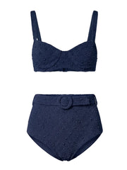 Heidi Hand Beaded Bikini Top Navy