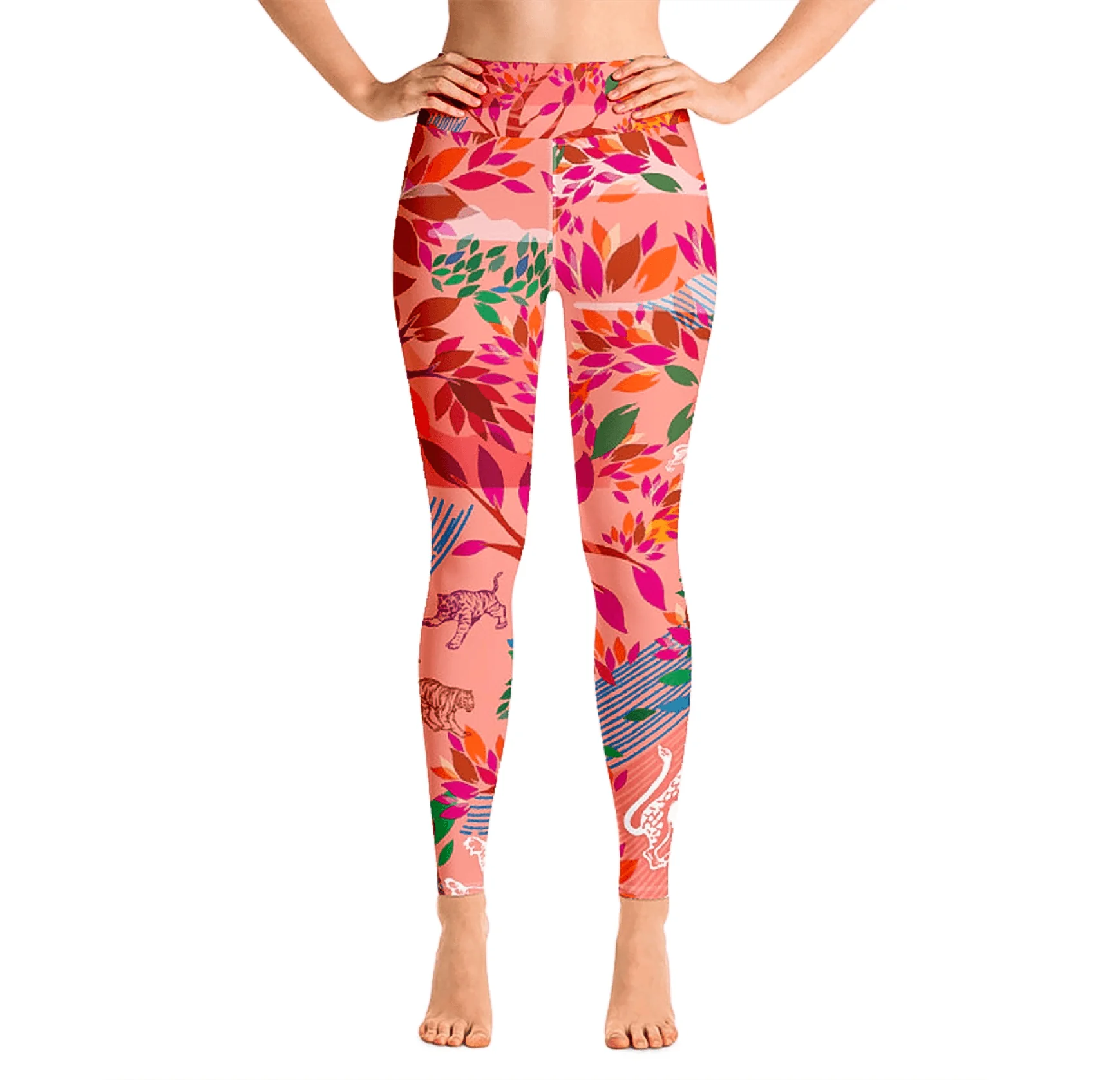 High Waist Yoga Leggings in Crossing Red
