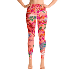 High Waist Yoga Leggings in Crossing Red