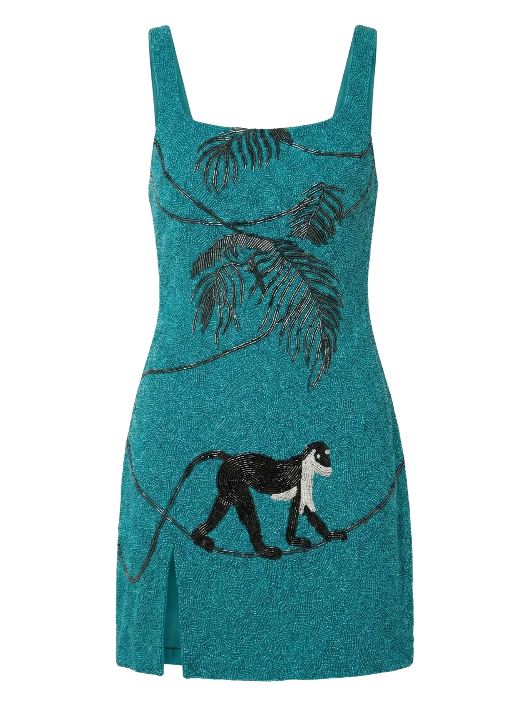 St. Barth Hand-Beaded Crystal Dress - Teal