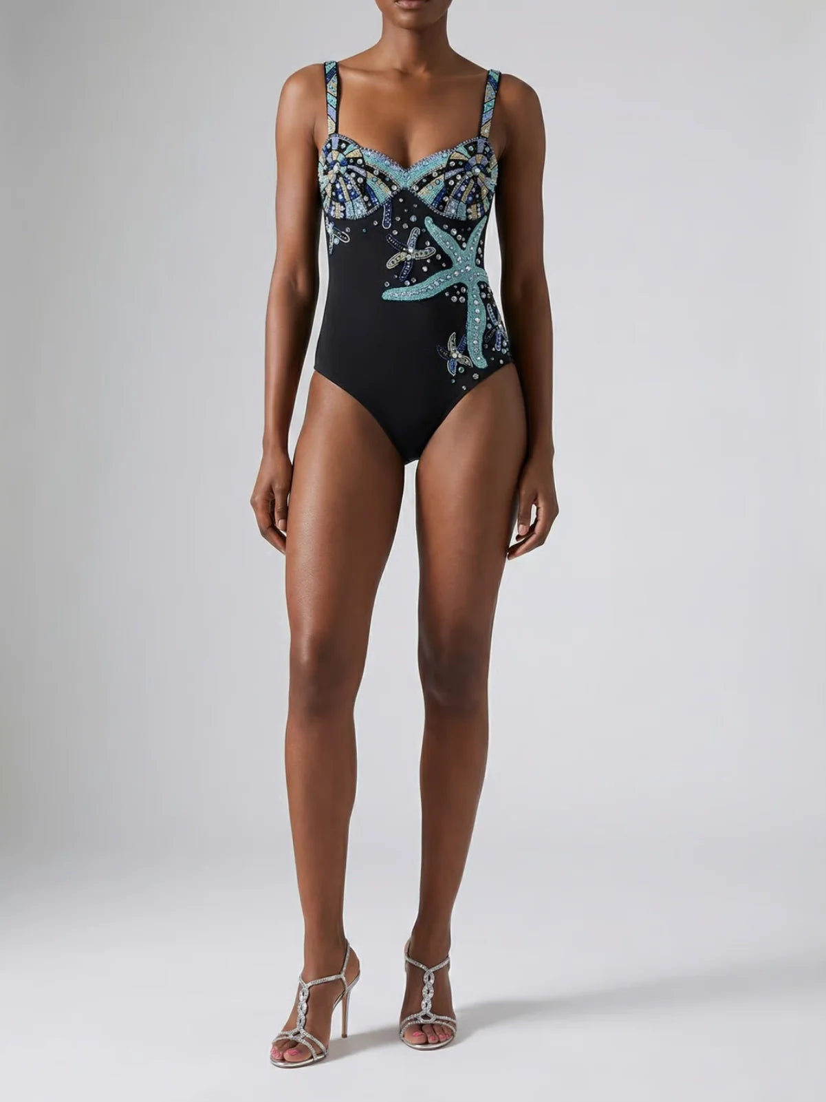 Selene Sea Shell Swimsuit in Black