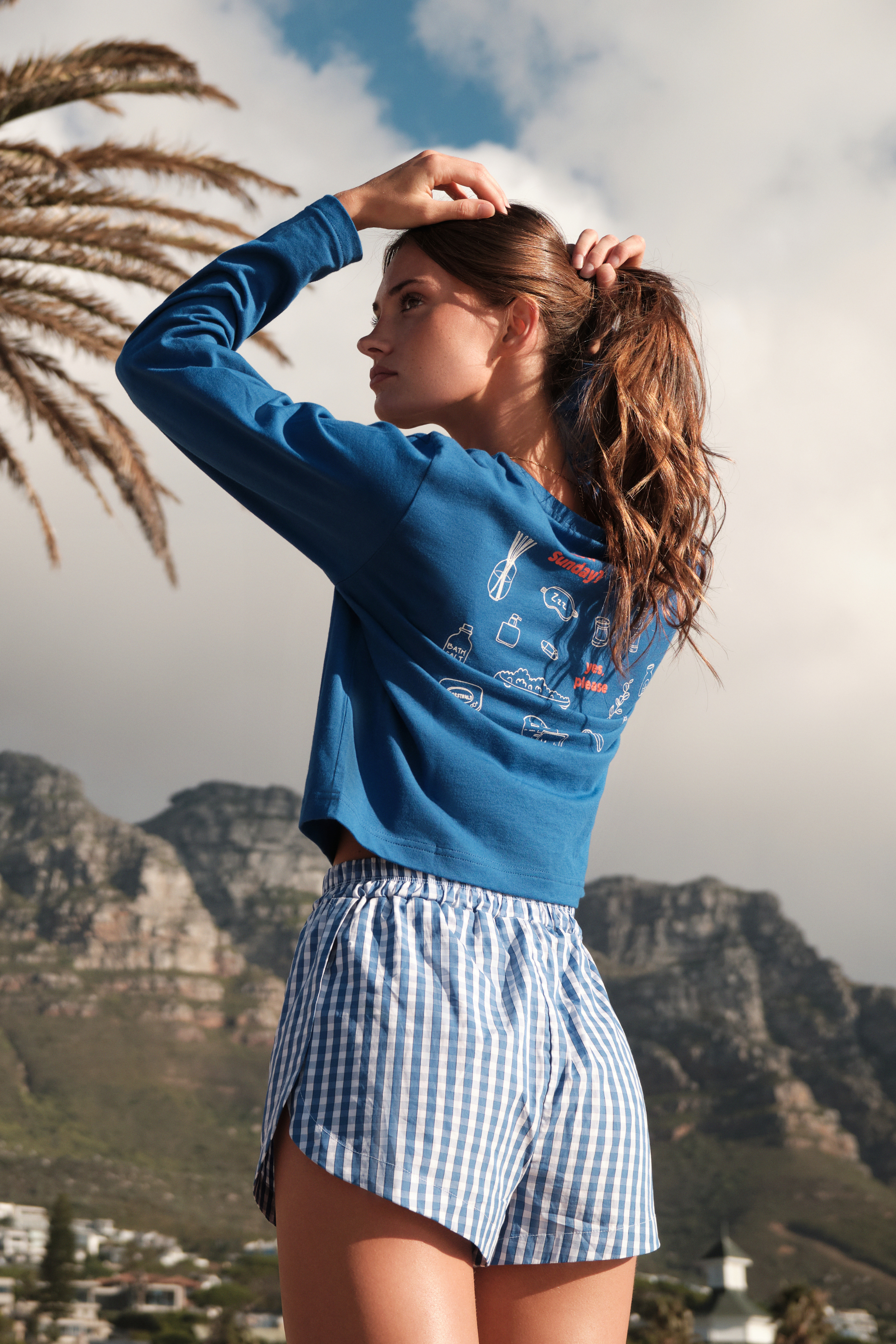 FREEDOM SHORTS - BLUE GINGHAM POPLIN