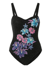 Midnight Bloom Swimsuit Black