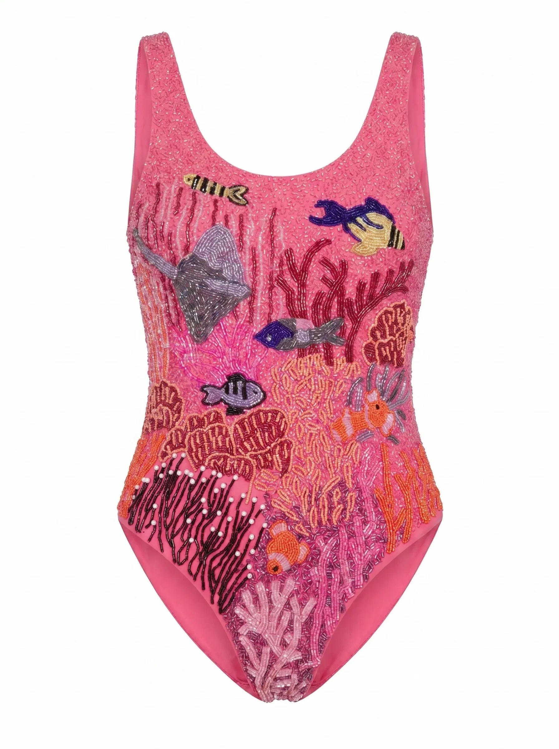 Coastal Fish Beaded Swimsuit