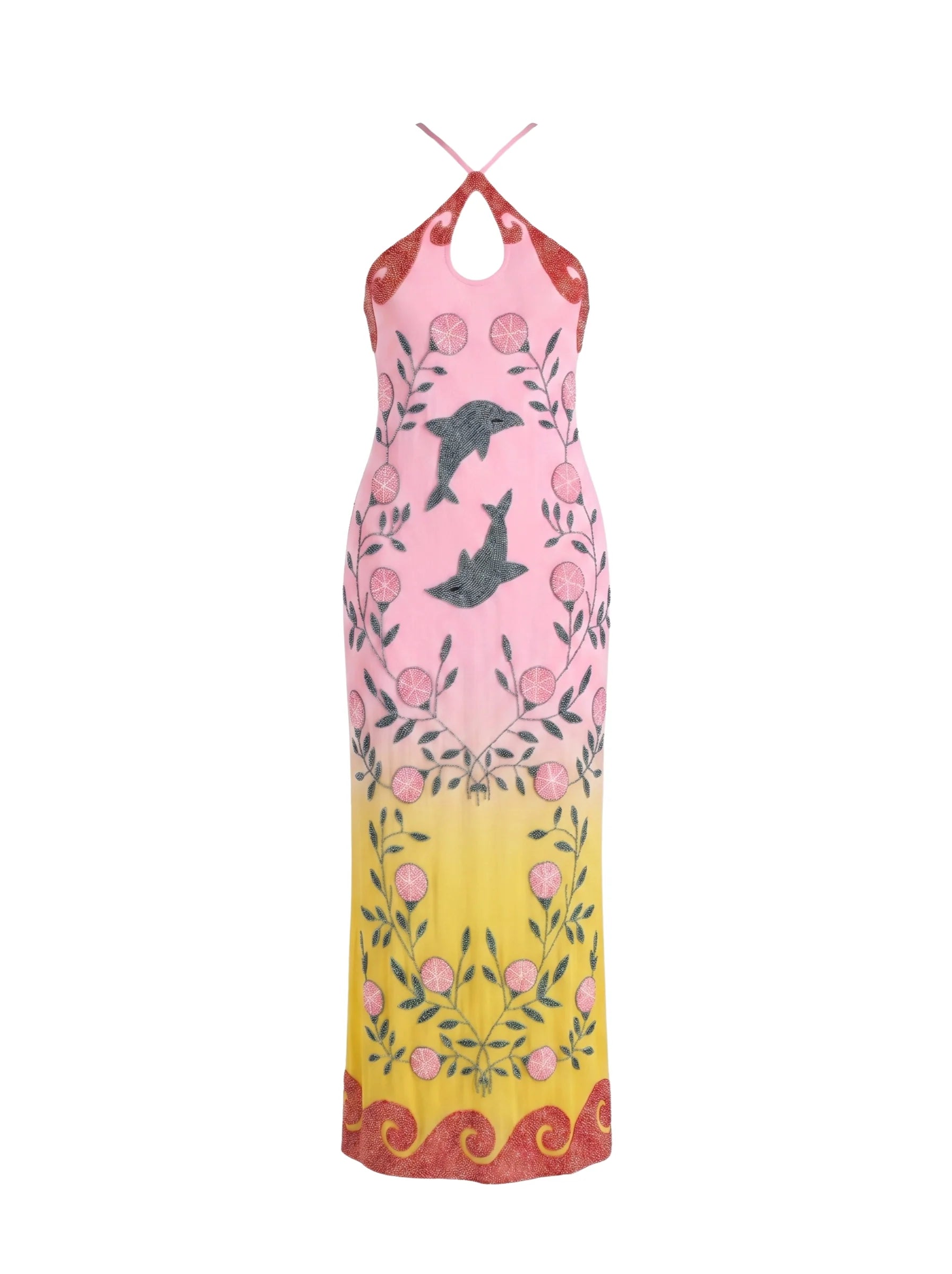 Dolphin Hand Beaded Maxi Dress