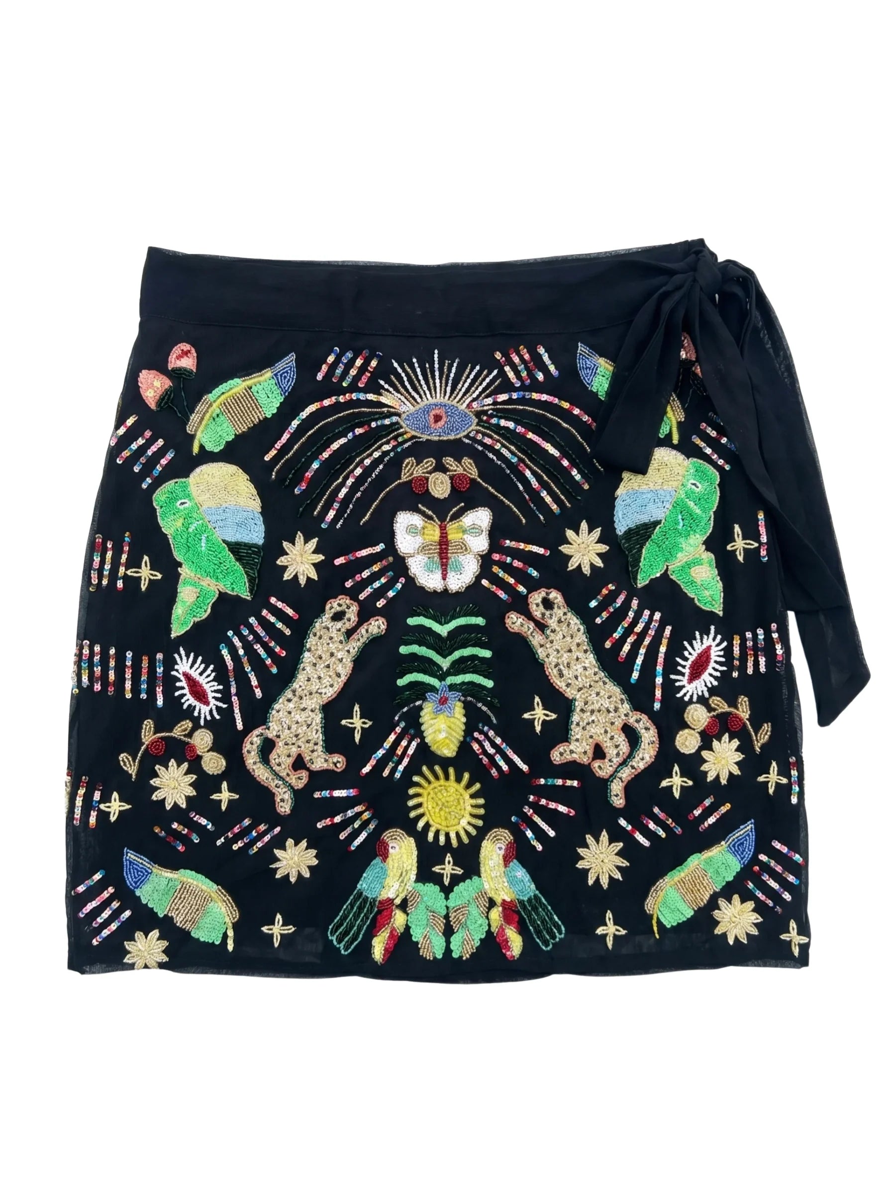 Aurelia Embroidered Luxury Black Mini Skirt