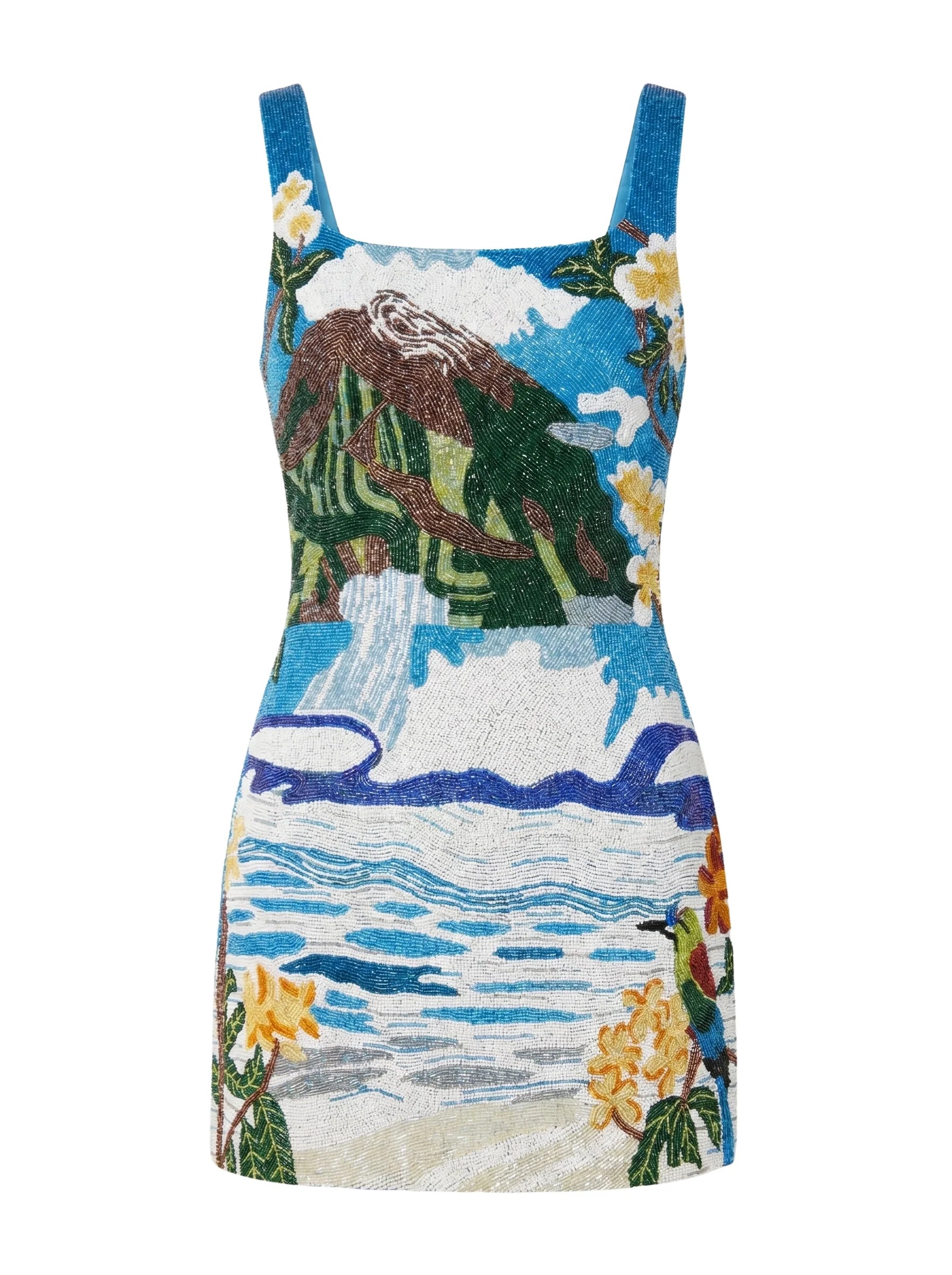 Mountain Blue Beaded Mini Dress