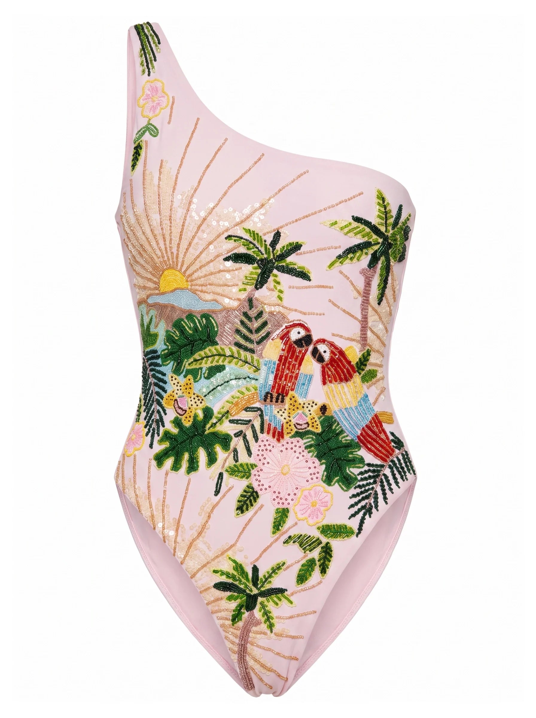 Paisley One Shoulder Luxe Swimsuit Pink