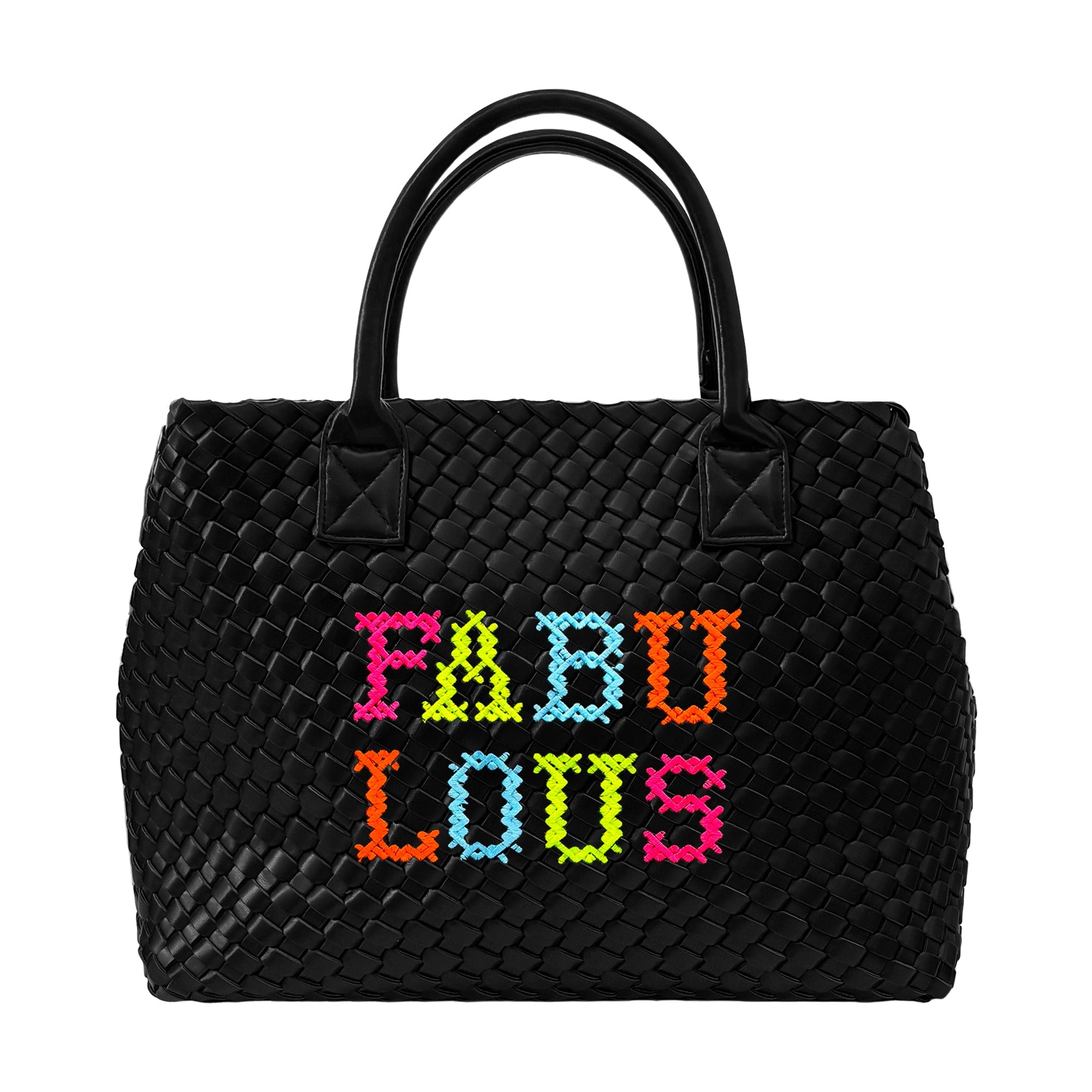 FABULOUS Black Woven Vegan Handbag