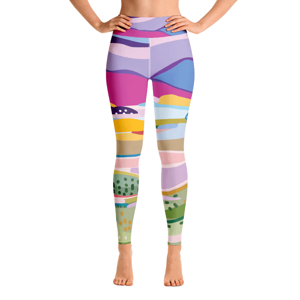 High Waist Yoga Leggings in Summer Afternoon