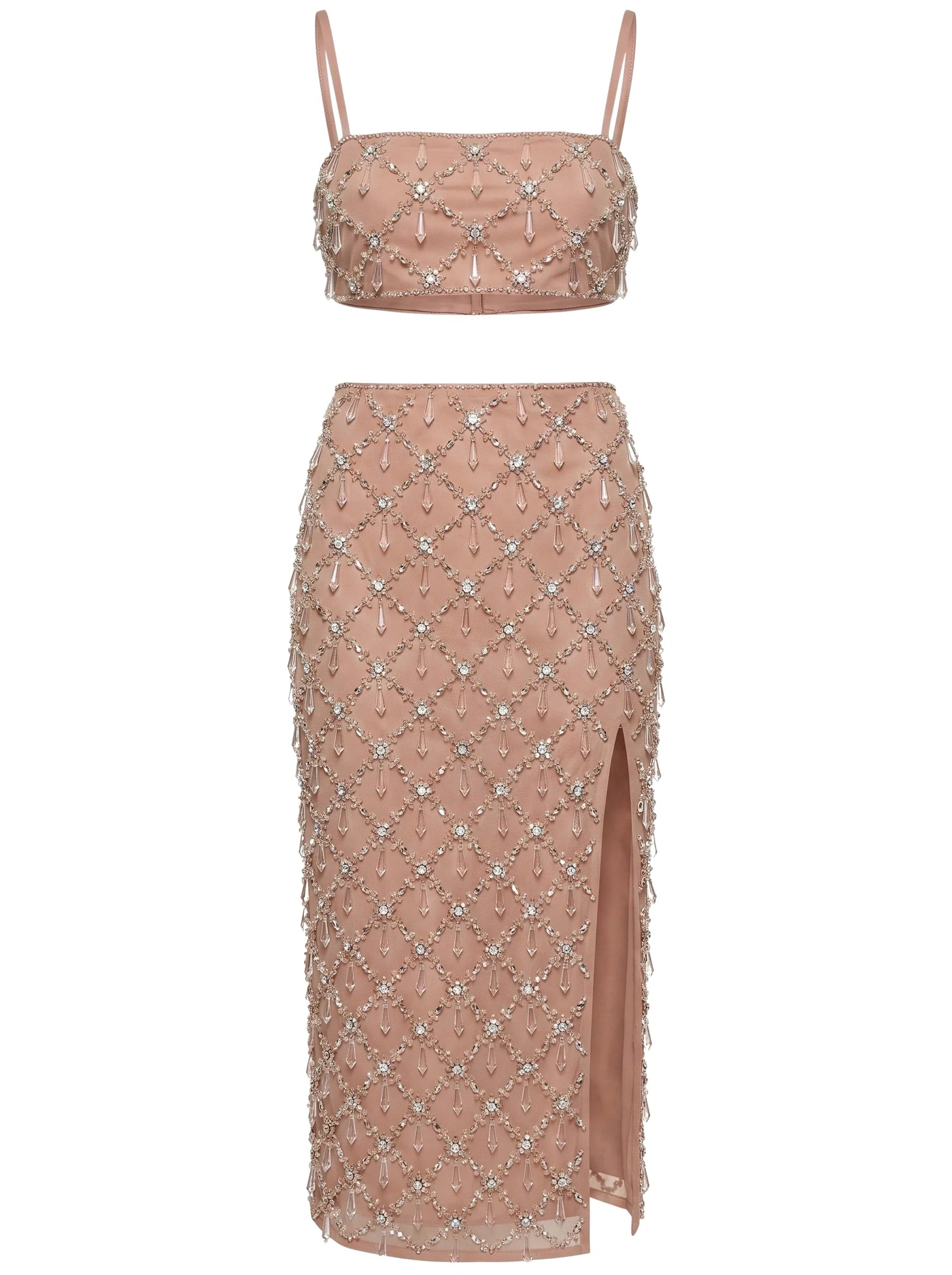 Calliope Luxury Crystal Co-Ord Top Nude