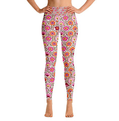 High Waist Yoga Leggings in Land of Flowers