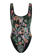 Misty Tropical High Leg Swimsuit Black in Stock