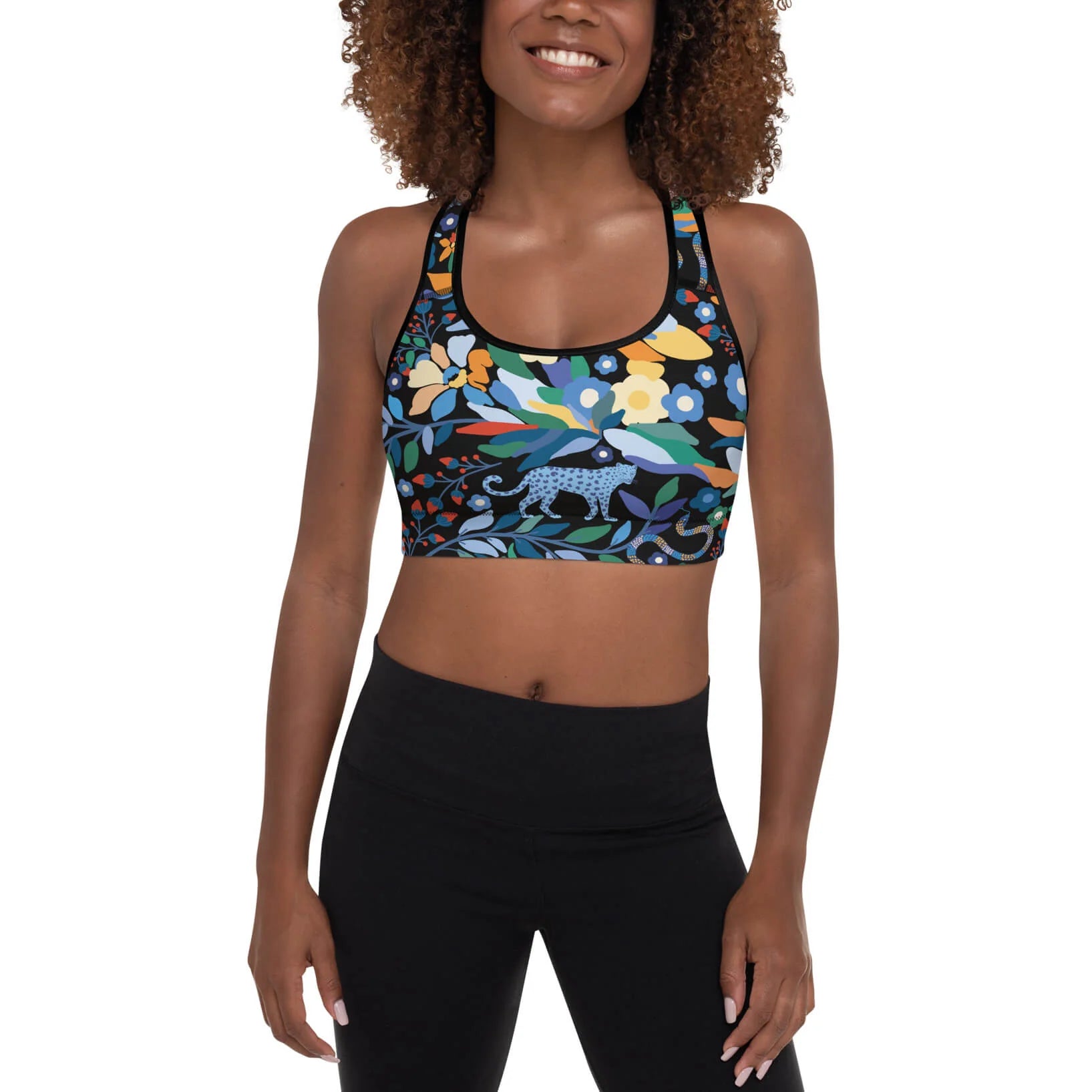 Sports Bra in Night Zoo