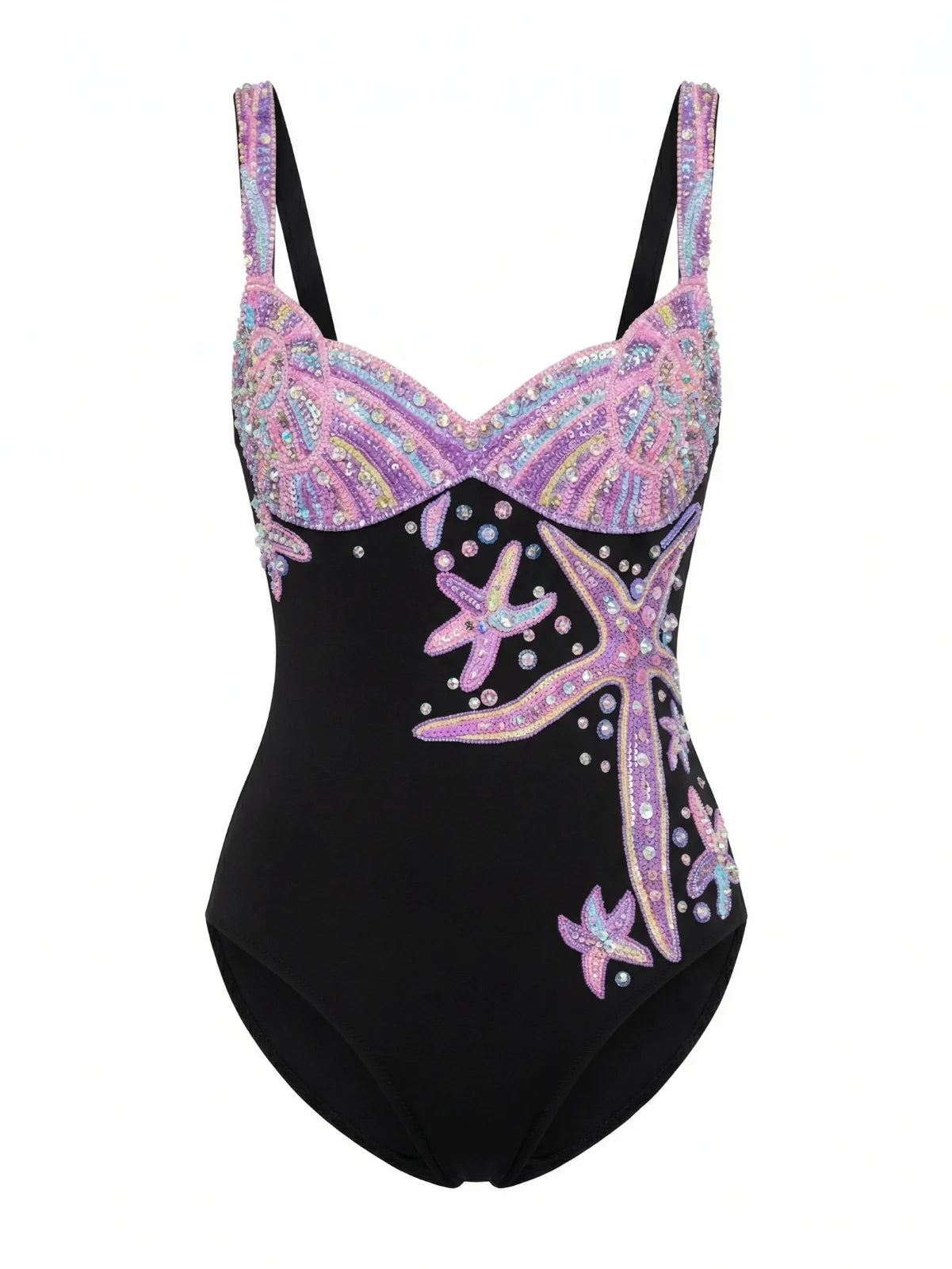 Selene Sea Shell Swimsuit in Black Pink Shell Bust