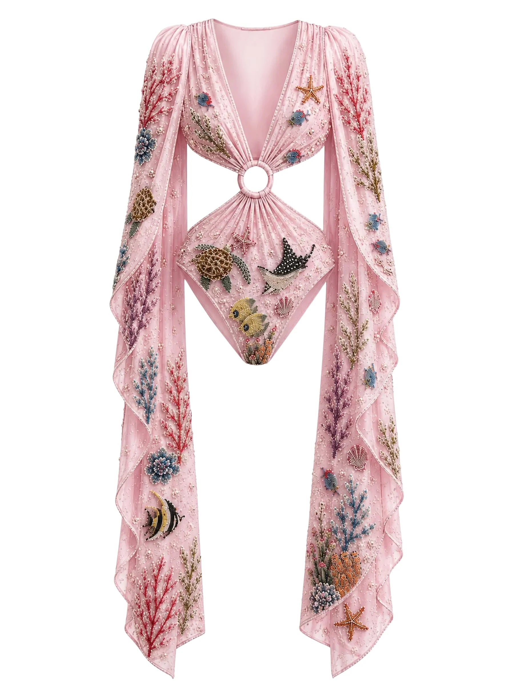 Seraphine Coral Multi Colour Embellished Bodysuit