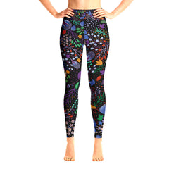 High Waist Yoga Leggings in Night Dreaming of Garden