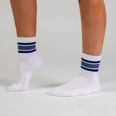 Melisoles Navy Stripe Pilates Grip Socks