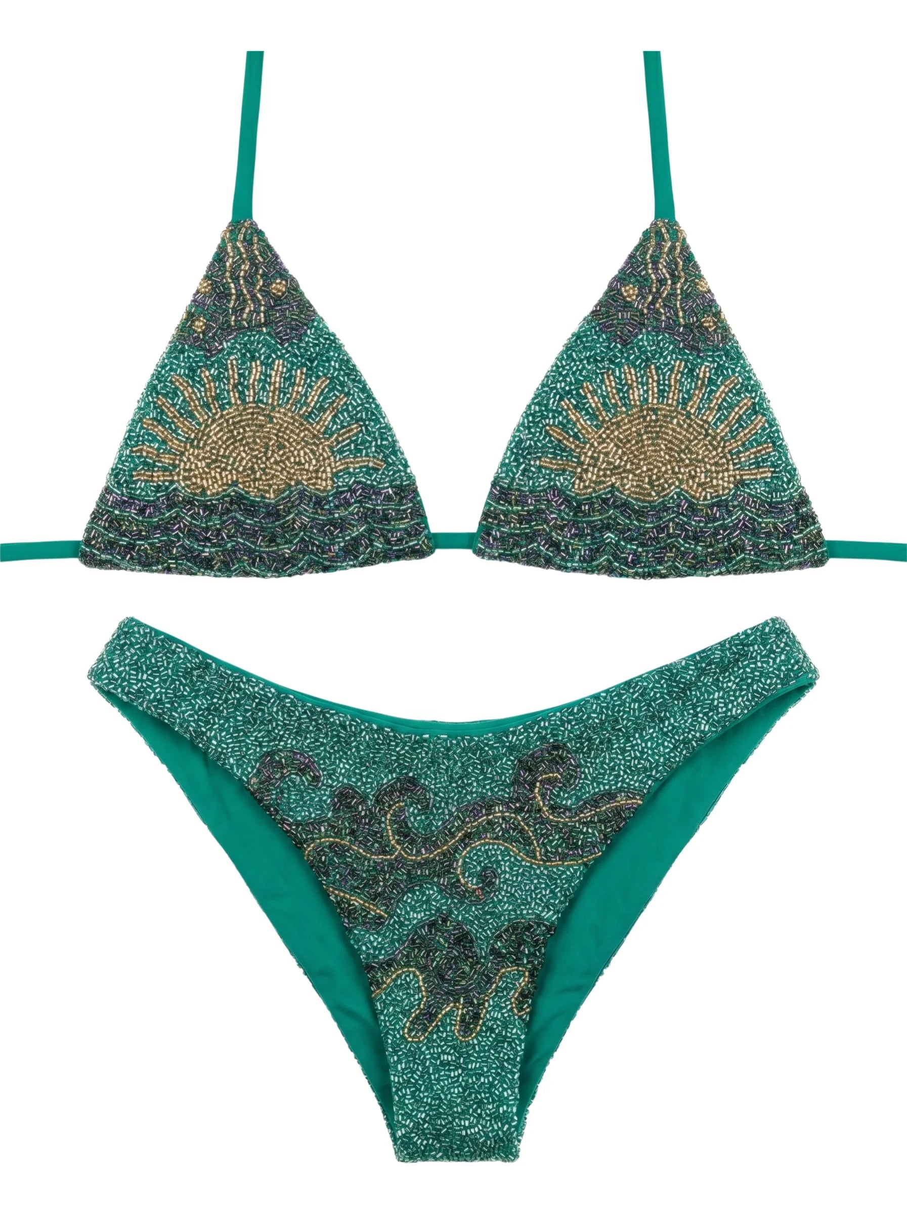 Sunrise at Sea Green Bikini Top
